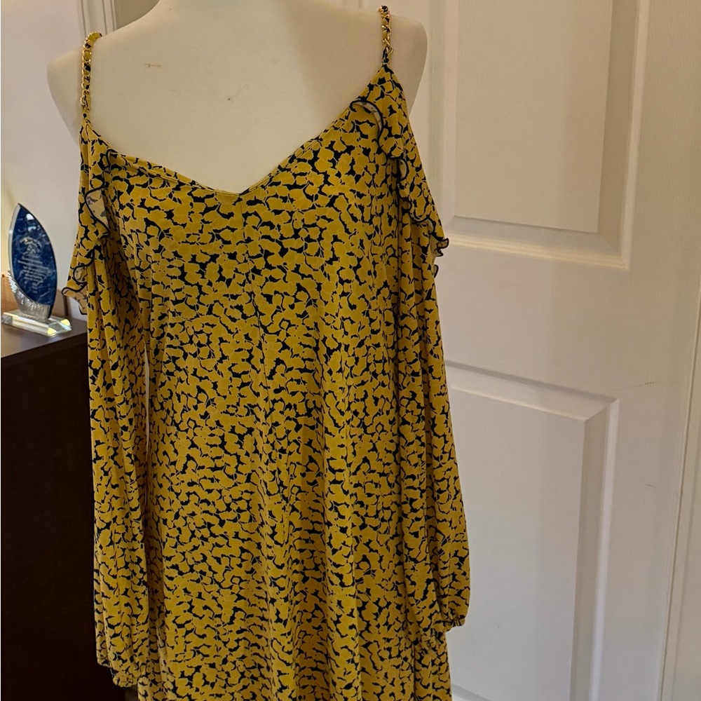 Michael Kors Yellow and Black Floral Dress